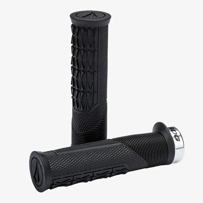 SDG Thrice OC Large Lock-on MTB Grips in Black/Silver