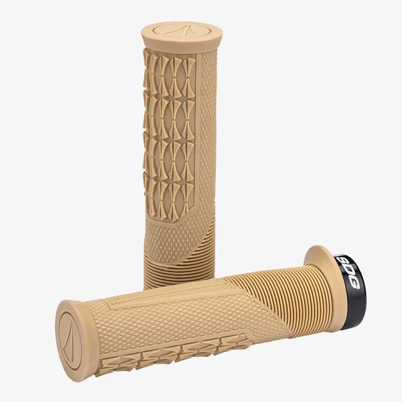 SDG Thrice OC Large Lock-on MTB Grips in Tan/Black
