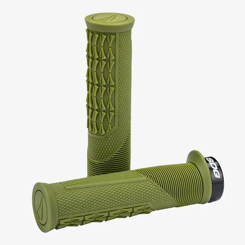 SDG Thrice OC Large Lock-on MTB Grips in Olive Green/Black