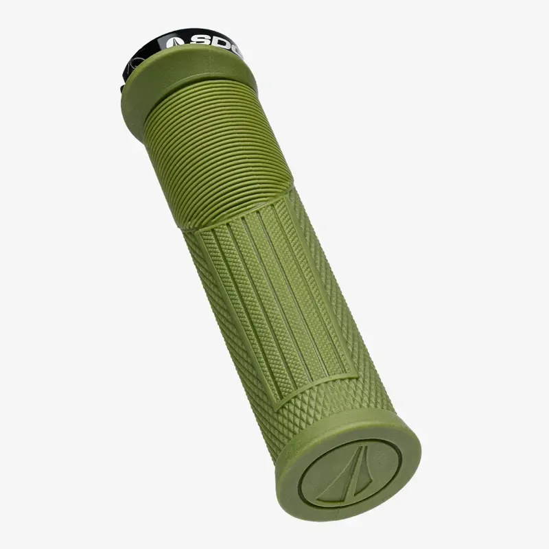 SDG Thrice OC Large Lock-on MTB Grips in Olive Green/Black-3