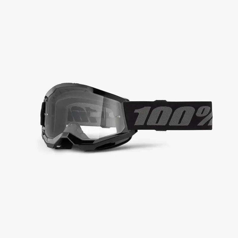 100% Strata 2 Clear Lens Youth Goggles in Black
