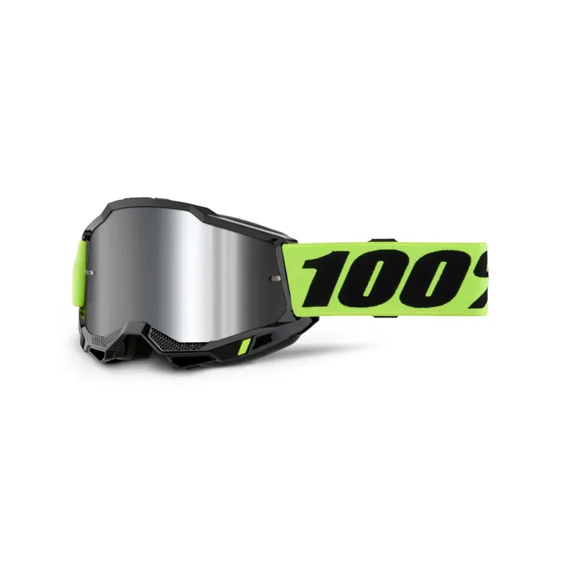 100% Accuri 2 Goggle Mirror Silver Lens In Neon Yellow