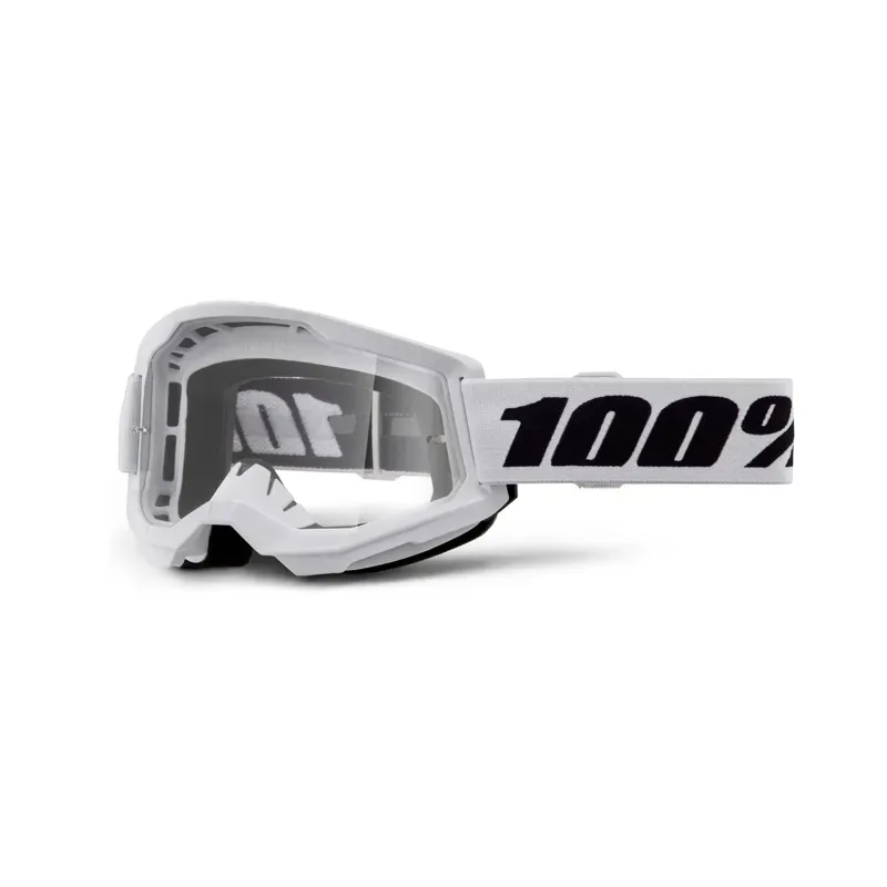 100% Strata 2 Youth Clear Lens Goggles in White
