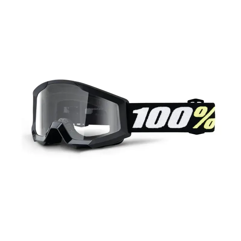 100% Strata Mini Clear Lens Goggles in Black