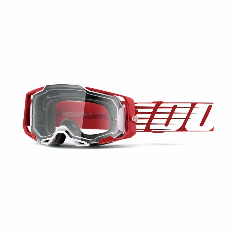100% Armega Clear Lens Goggles in Deep Red