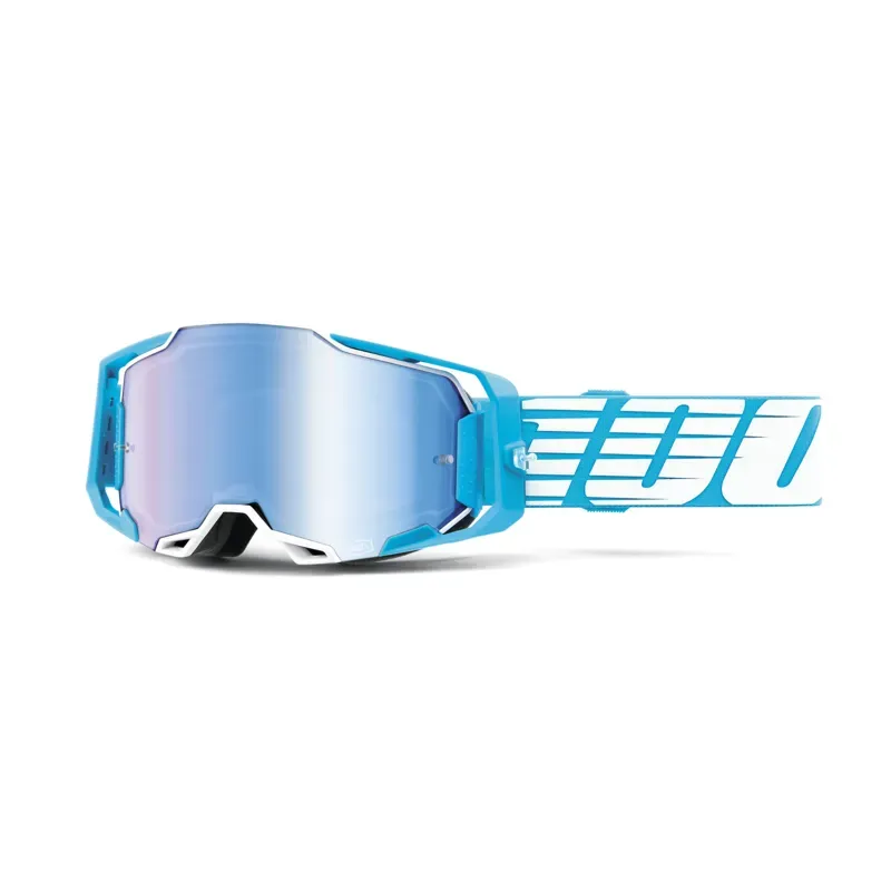 100% Armega Mirror Blue Lens Goggles in Sky