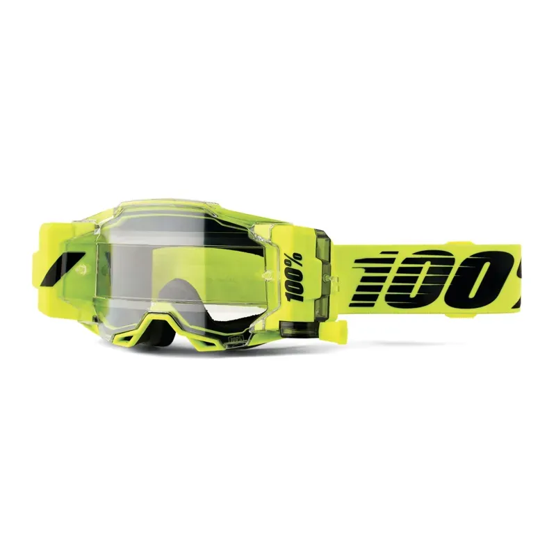 100% Armega Forecast Clear Lens Goggles in Neon Yellow