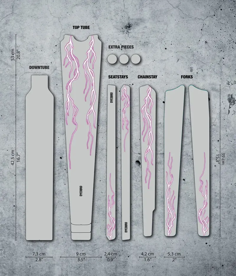 Dyedbro Lightning Gravel Frame Protection in Pink
