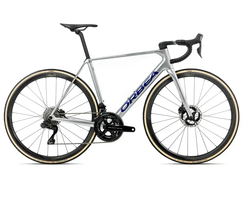 Orbea ORCA M10iLTD PWR Road Bike in Spark Silver/Titain Grey Gloss