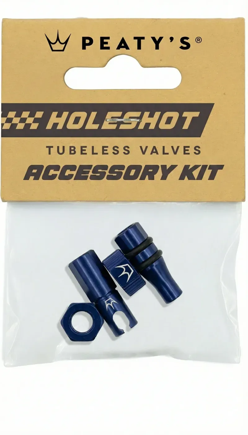 Peaty's Holeshot Fast Flow Tubeless Valves Accessory Kit in Blue