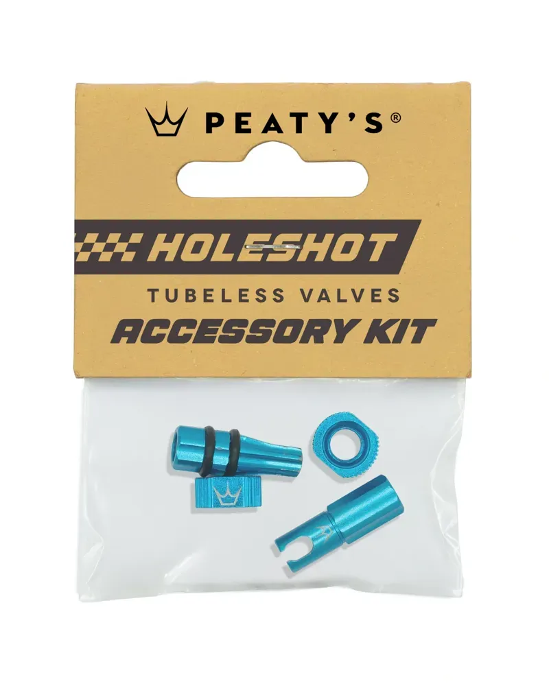 Peaty's Holeshot Fast Flow Tubeless Valves Accessory Kit in Blue