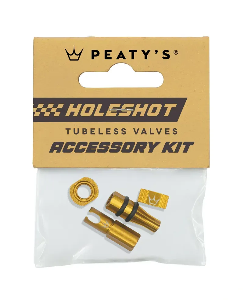 Peaty's Holeshot Fast Flow Tubeless Valves Accessory Kit in Gold