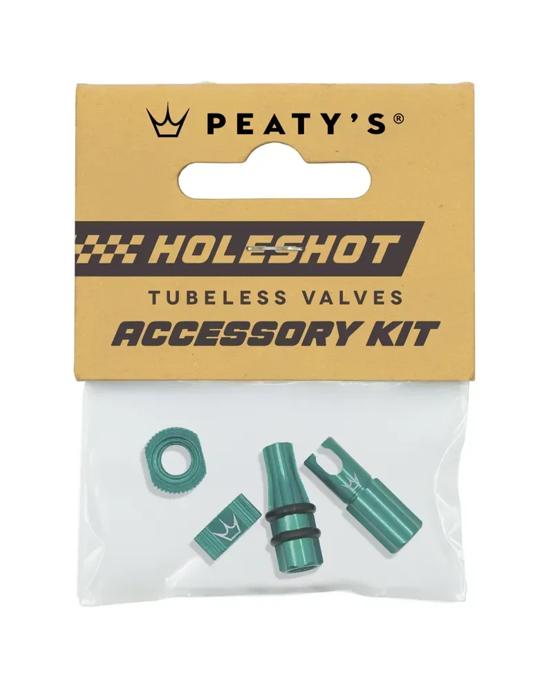 Peaty's Holeshot Fast Flow Tubeless Valves Accessory Kit in Green