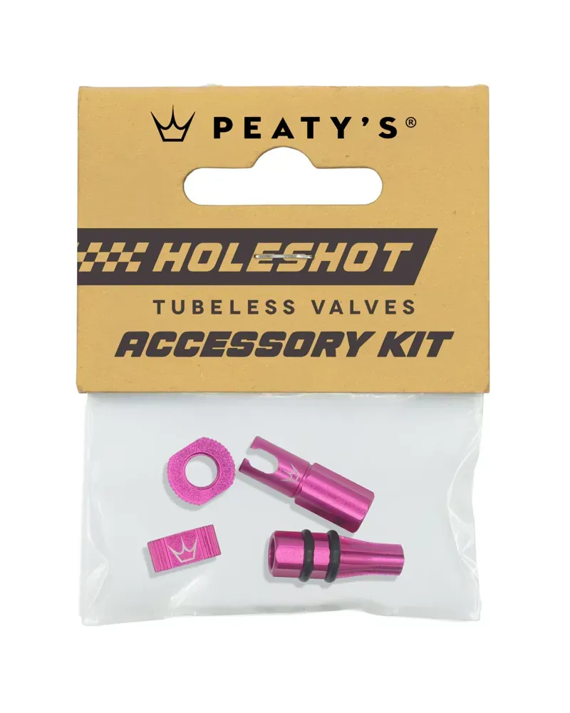 Peaty's Holeshot Fast Flow Tubeless Valves Accessory Kit in Pink