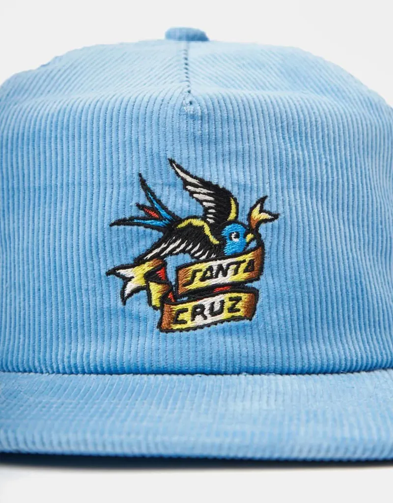 Santa Cruz Sommer Sparrow Cap - Crystal Blue Cord Classic 5-Panel Corduroy Hat-1