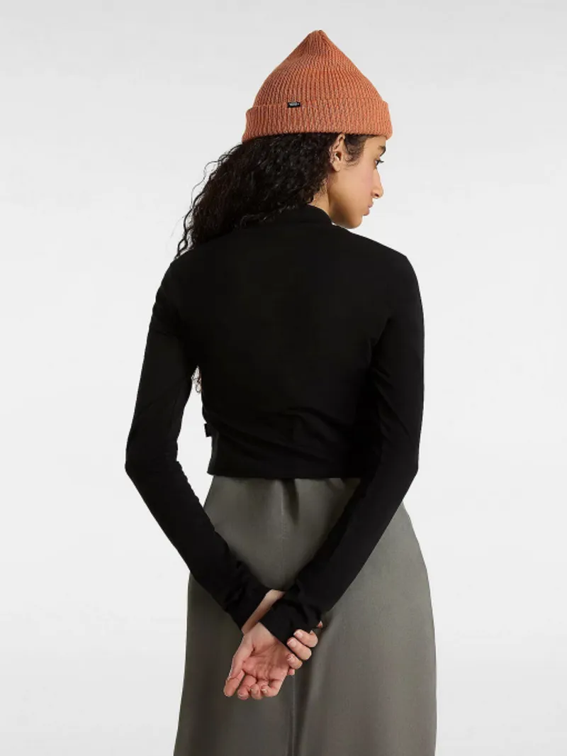 Vans Womens Mini Mock Neck LS Tee - Black Classic Long Sleeve Streetwear Top-1