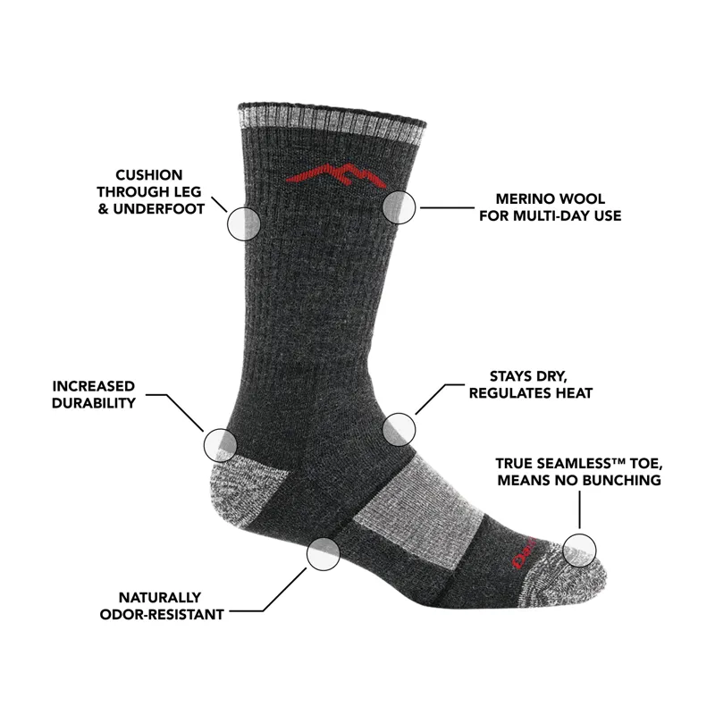 Darn Tough Men's Hiker Boot Sock - Midweight with Full Cushion - Black-2
