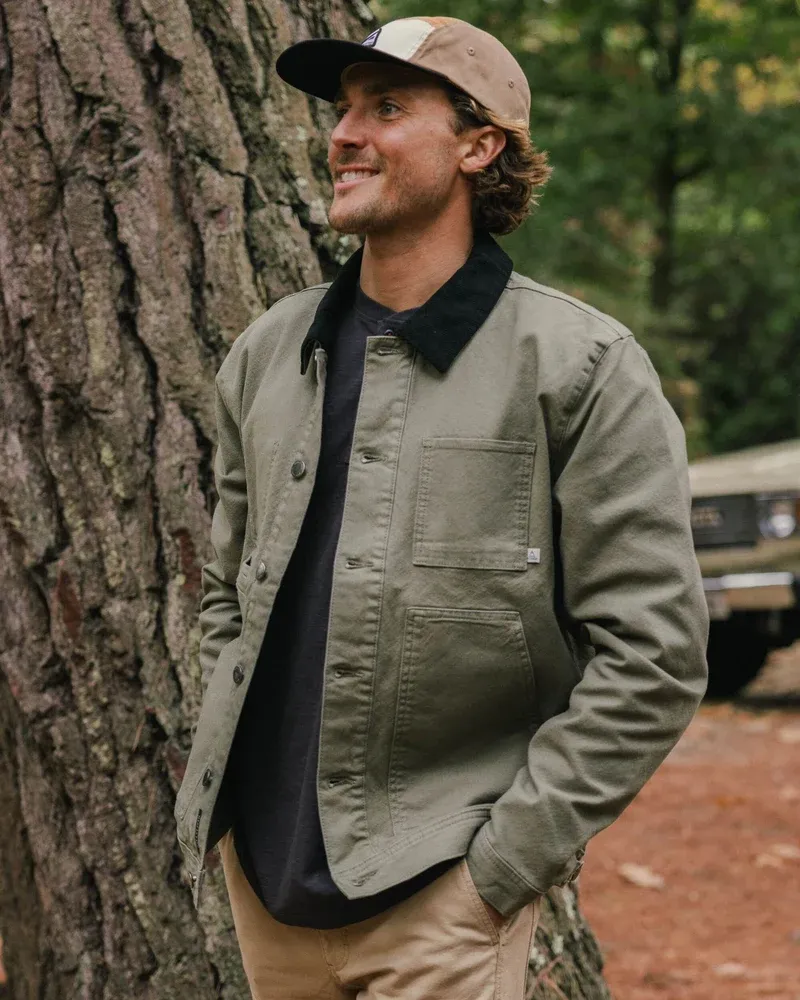 Passenger Vantage Lined Cotton Canvas Jacket - Dusty Olive Men's Outdoor Jacket