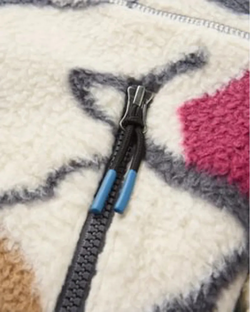 Passenger Fairbanks 2.0 Full Zip Recycled Sherpa Fleece Abstract Trails Off White-4
