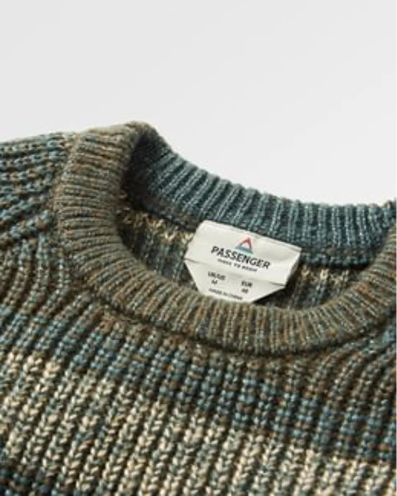 Passenger Fog Knitted Jumper Dark Olive Multi Stripe-1