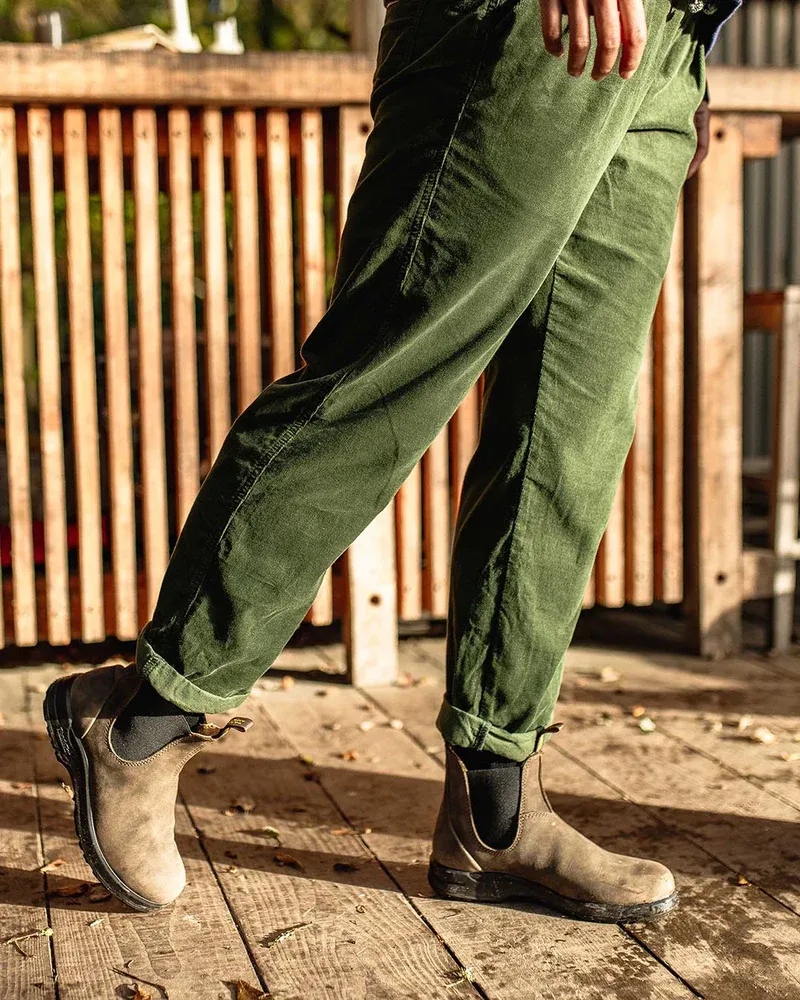 Compass Recycled Corduroy Trouser in Green - Small - Long Leg-1