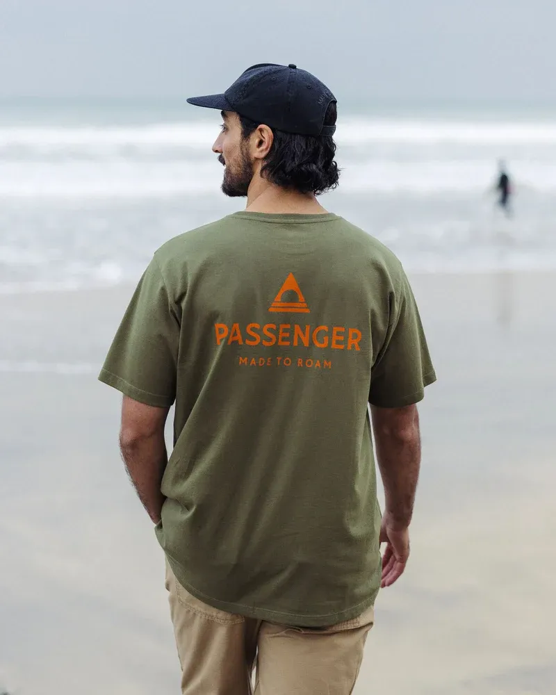 Passenger Men's T-Shirt - Khaki Organic Cotton Casual Tee