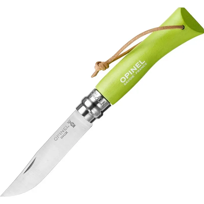 Opinel No. 7 VRI Trekking Knife - Folding Outdoor Knife with Anise Handle for Hiking and Camping