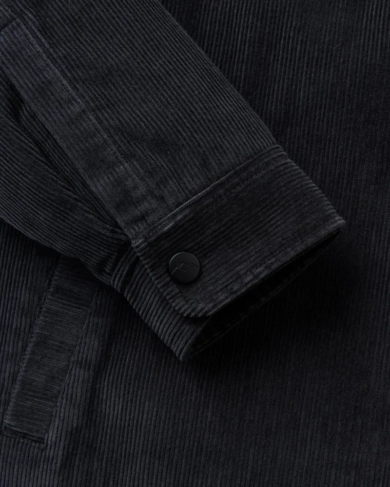 Passenger Kodiak Sherpa Lined Cord Overshirt - Faded Black Men's Corduroy Jacket-5