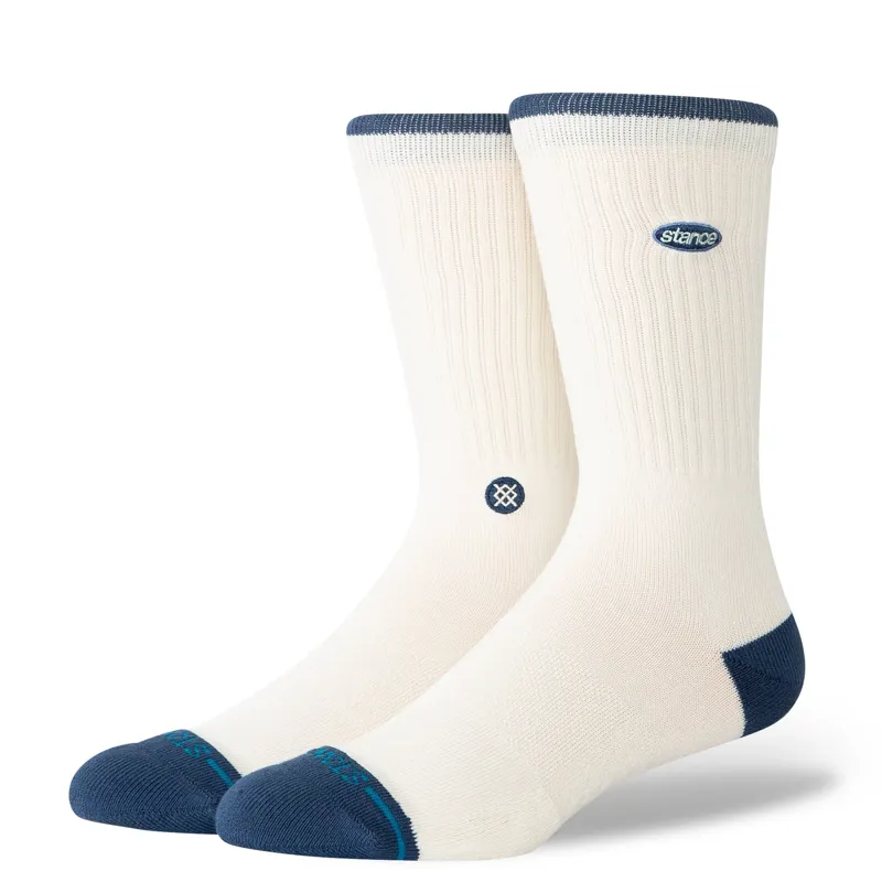 Stance Blurred Crew Socks - Cream and Blue Premium Patterned Crew Socks
