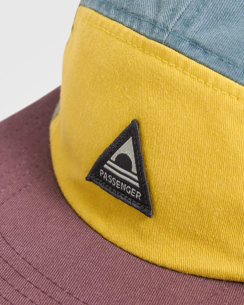 Passenger Fixie 5 Panel Cap - Dusty Ochre/Stormy Blue-2