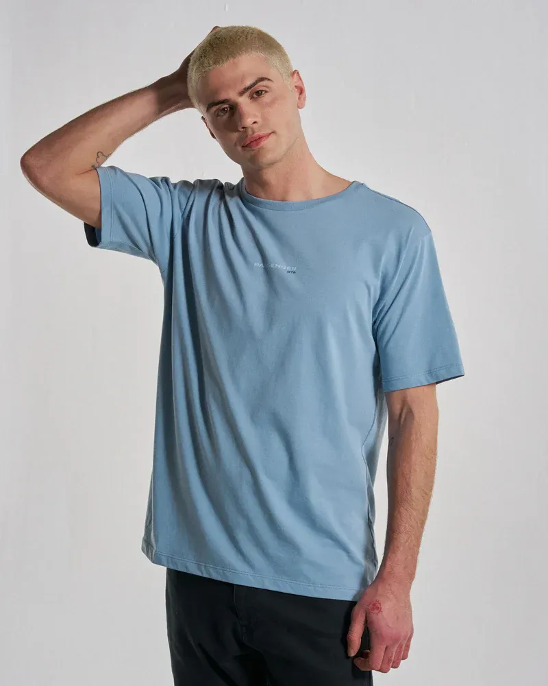 Passenger Horizons T-Shirt Faded Denim Men's Organic Cotton Tee-1
