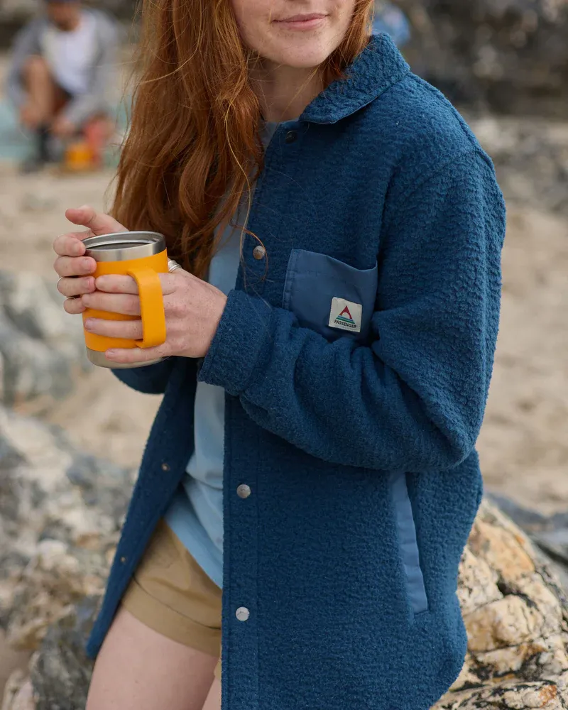 Passenger Women Rappel Sherpa Fleece Shirt Dark Denim-1