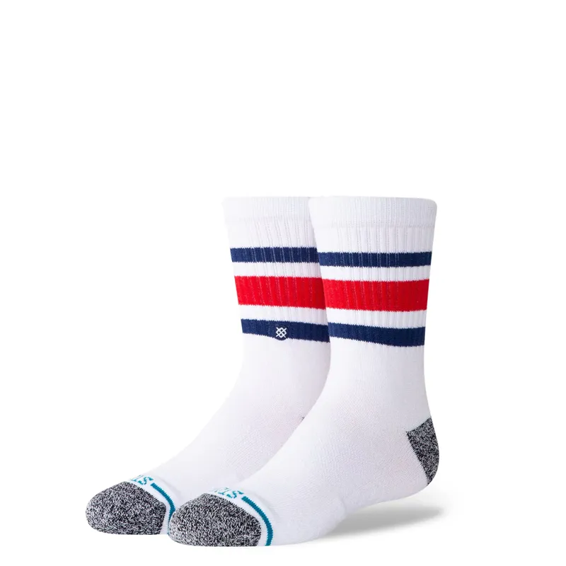 Stance BOYD ST Kids Crew Socks - White and Blue - Comfortable Kids Socks