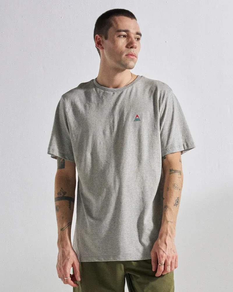 Passenger Classic Logo Cotton T-Shirt - Mid Grey Soft Organic Everyday Essential Tee