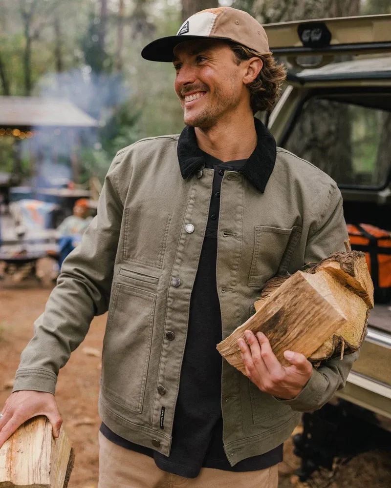 Passenger Vantage Lined Cotton Canvas Jacket - Dusty Olive Men's Outdoor Jacket-2