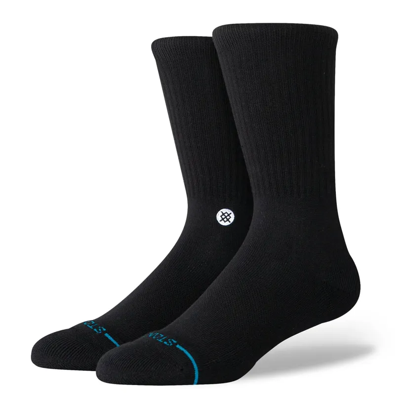 Stance ICON Crew Socks - Black and White - Premium Graphic Crew Socks