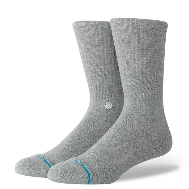 Stance ICON Crew Socks - Grey Heather - Premium Graphic Crew Socks