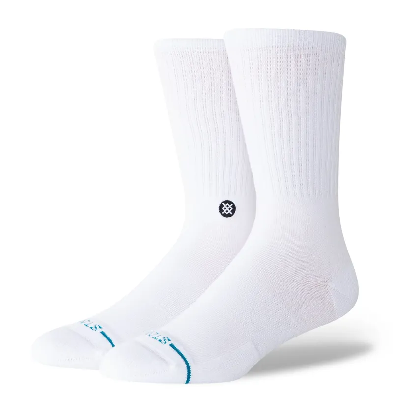 Stance ICON Crew Socks - White - Premium Graphic Crew Socks