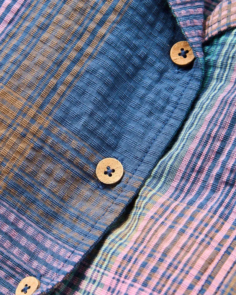 Passenger Arden Organic Cotton Short Sleeve Shirt Rich Navy Check-5