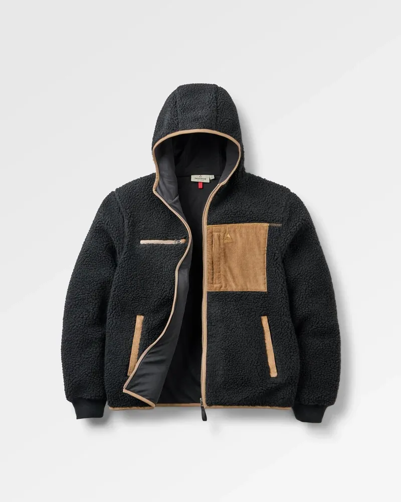 Passenger Trekker Hooded Deep Pile Sherpa Jacket - Black Men's Fleece Jacket