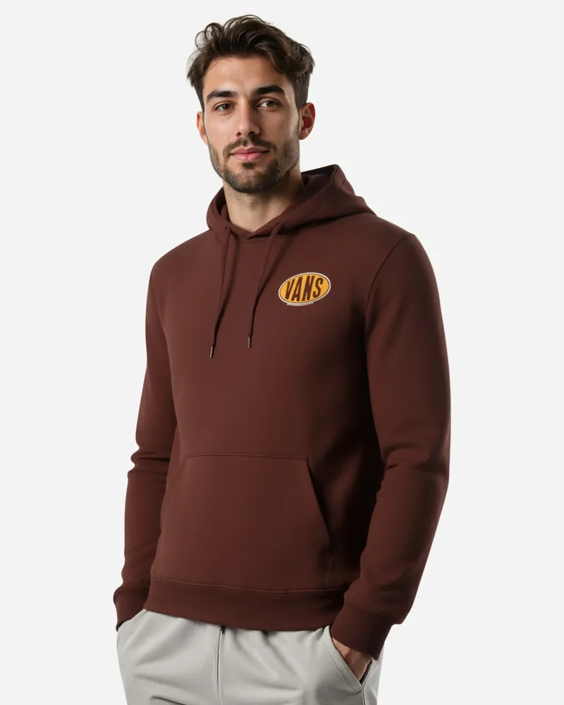 Vans Spray on Logo Loose Hoodie - Brown with Yellow Logo