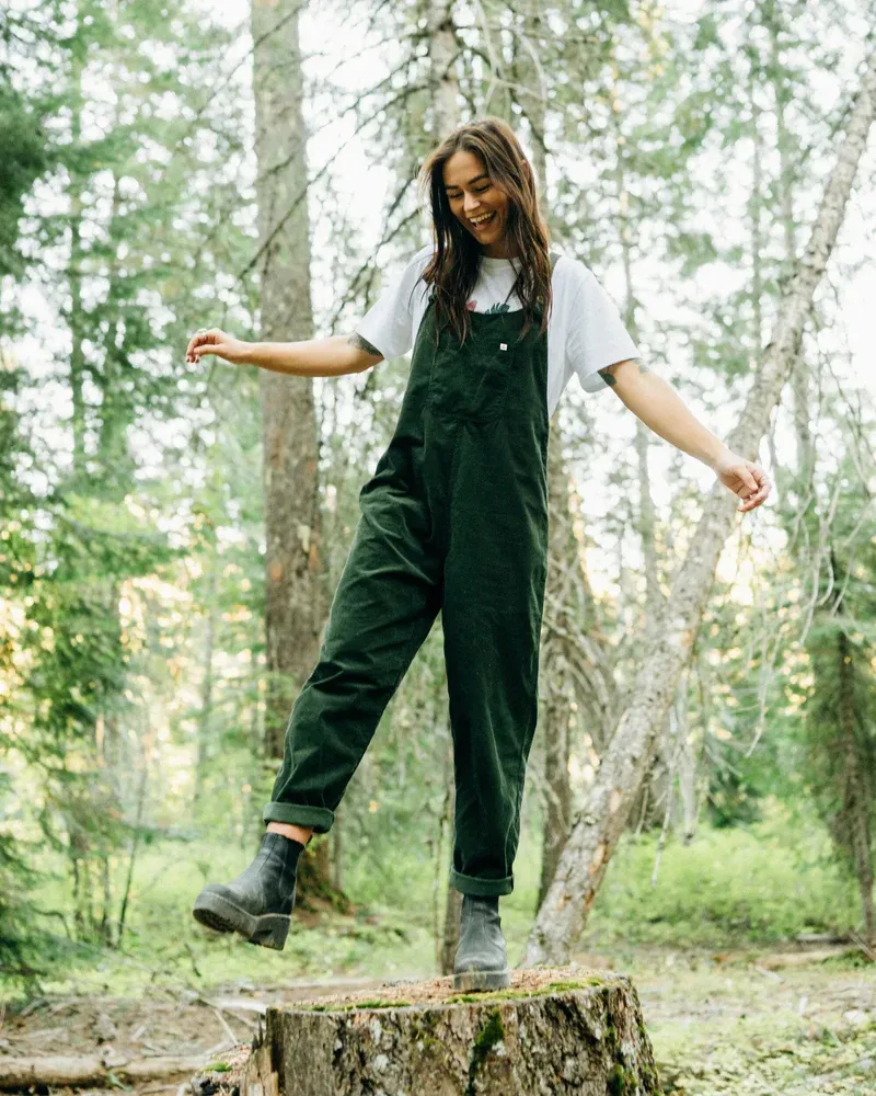 Passenger Women's Meadows Cord Dungarees - Fir Tree Organic Cotton Corduroy Overalls for Everyday Adventure