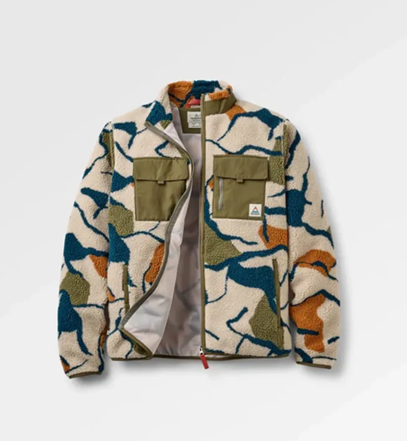 Passenger Men Valiant Fleece Abstract Trails Pebble Grey-3