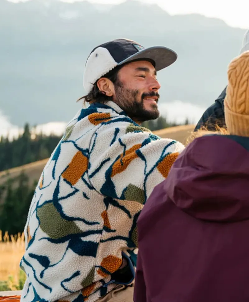 Passenger Men Valiant Fleece Abstract Trails Pebble Grey-2