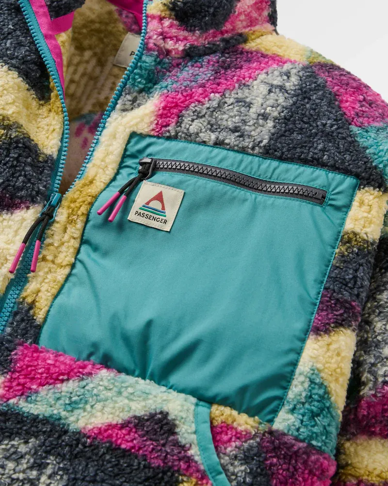 Passenger Women's Ravi Sherpa Fleece - Mosaic Mountain Multi Coloured Cozy Outdoor Pullover-5