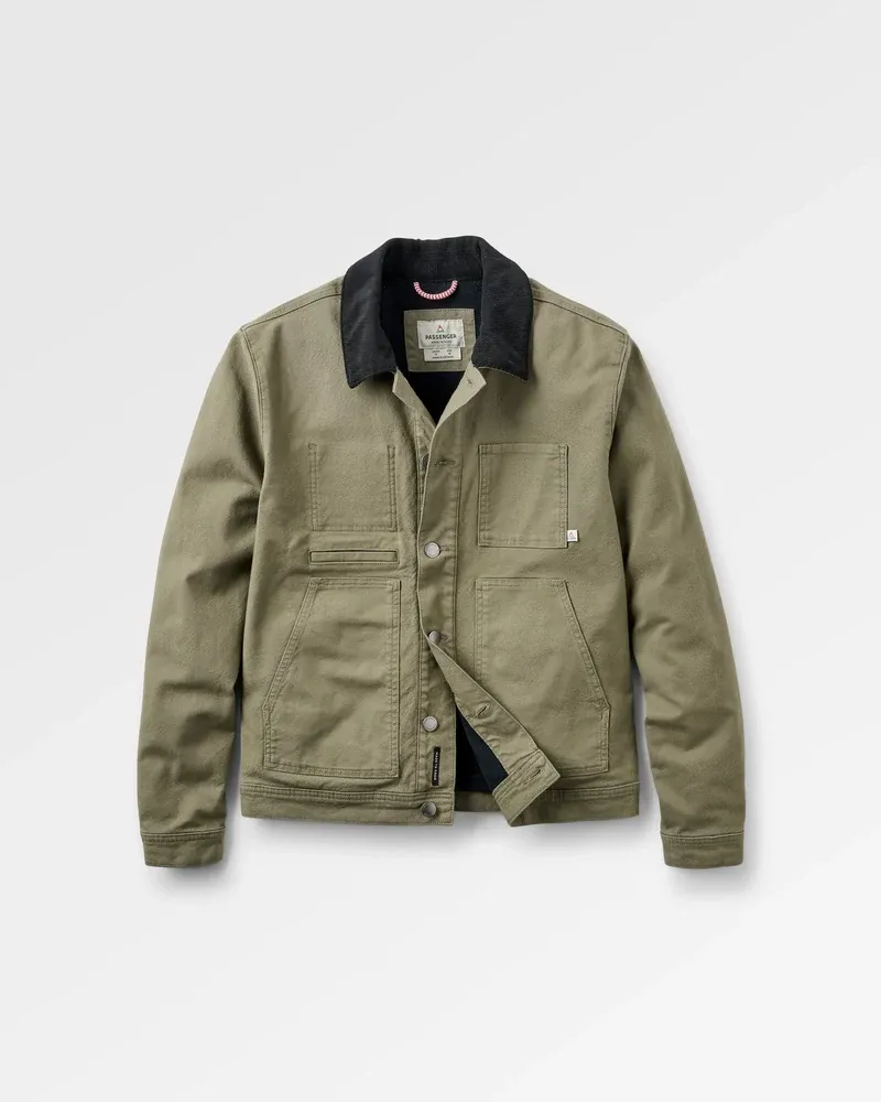 Passenger Vantage Lined Cotton Canvas Jacket - Dusty Olive Men's Outdoor Jacket-3