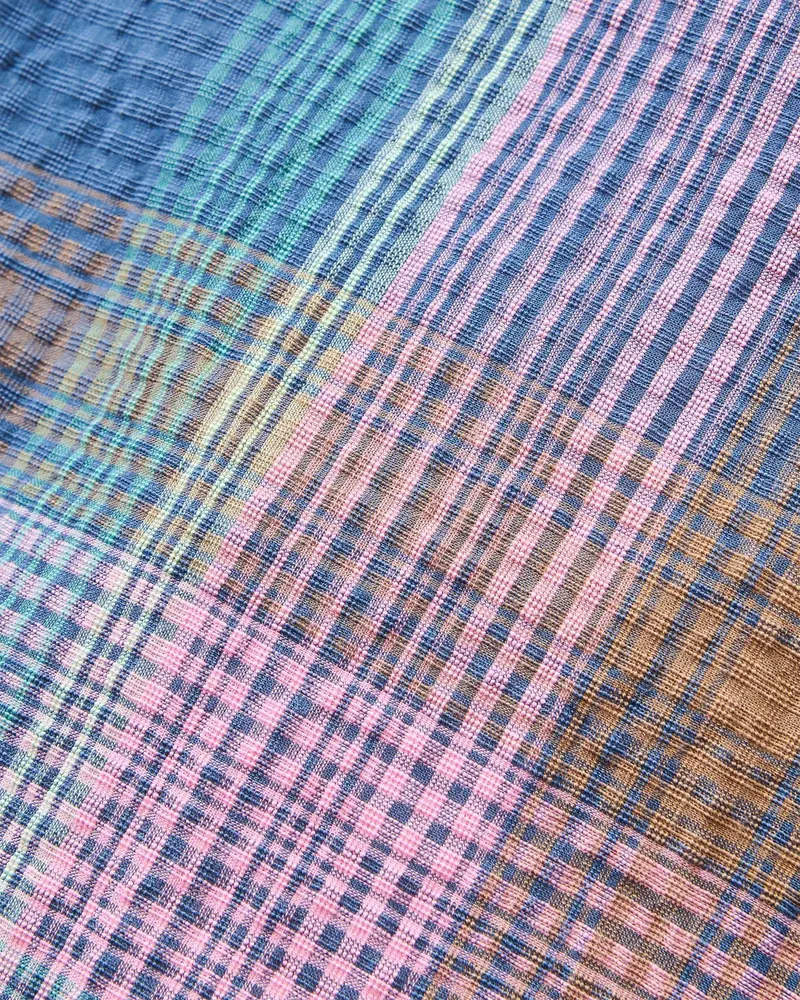 Passenger Arden Organic Cotton Short Sleeve Shirt Rich Navy Check-6