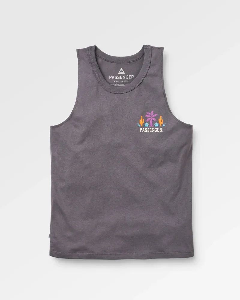 Passenger Women's Cactus Vest Faded Black Recycled Cotton Graphic Tank Top-3