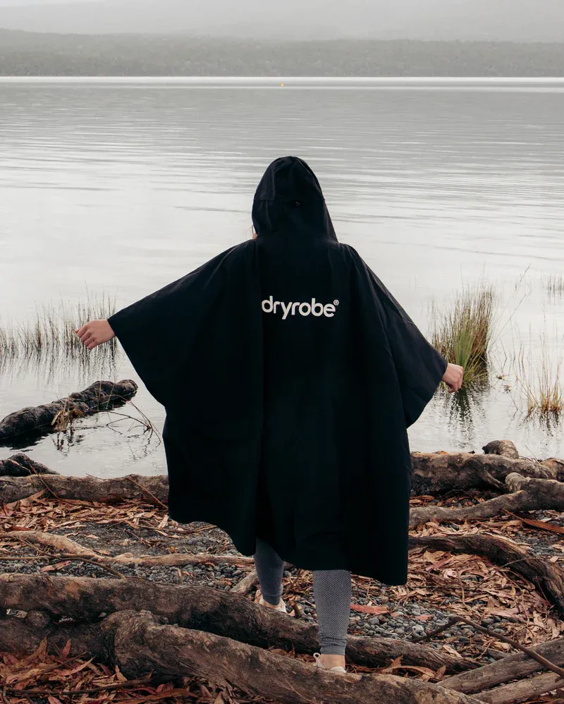 Dryrobe Waterproof Poncho for Adults - Black One Size Premium Outdoor Protection-1
