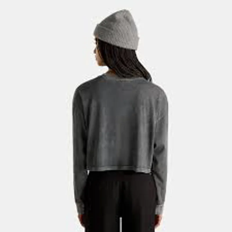 Vans Womens Oval Wash LS Relax Top Black Casual Long Sleeve Tee-1